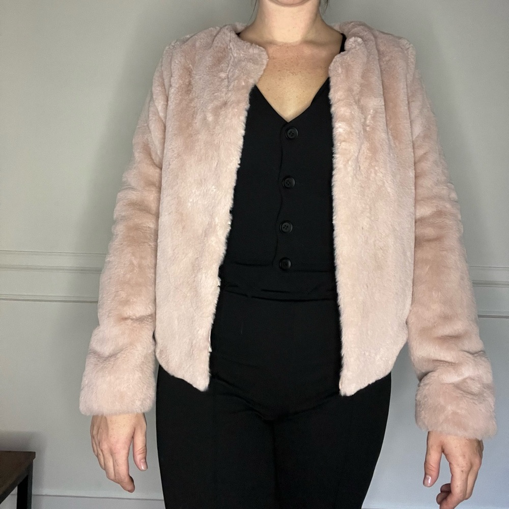 Pink Fur Cropped Coat